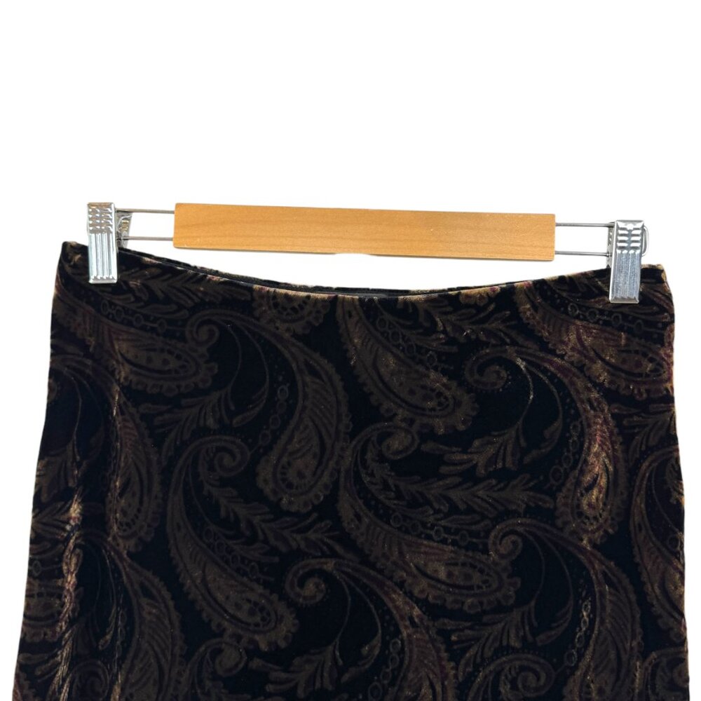 Alex & Co. Black, brown and purple paisley velvet long mermaid skirt Size 8 - Picture 5 of 10